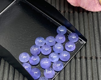 Tanzanite 6MM Cabochon Round  -AA Quality Natural Tanzanite Cabs- Tanzanite loose stone, pack of 5 pc