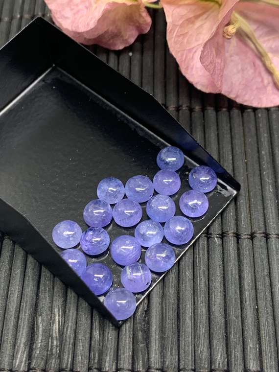 Tanzanite 6MM Cabochon Round  -AA Quality Natural Tanzanite Cabs- Tanzanite loose stone, pack of 5 pc