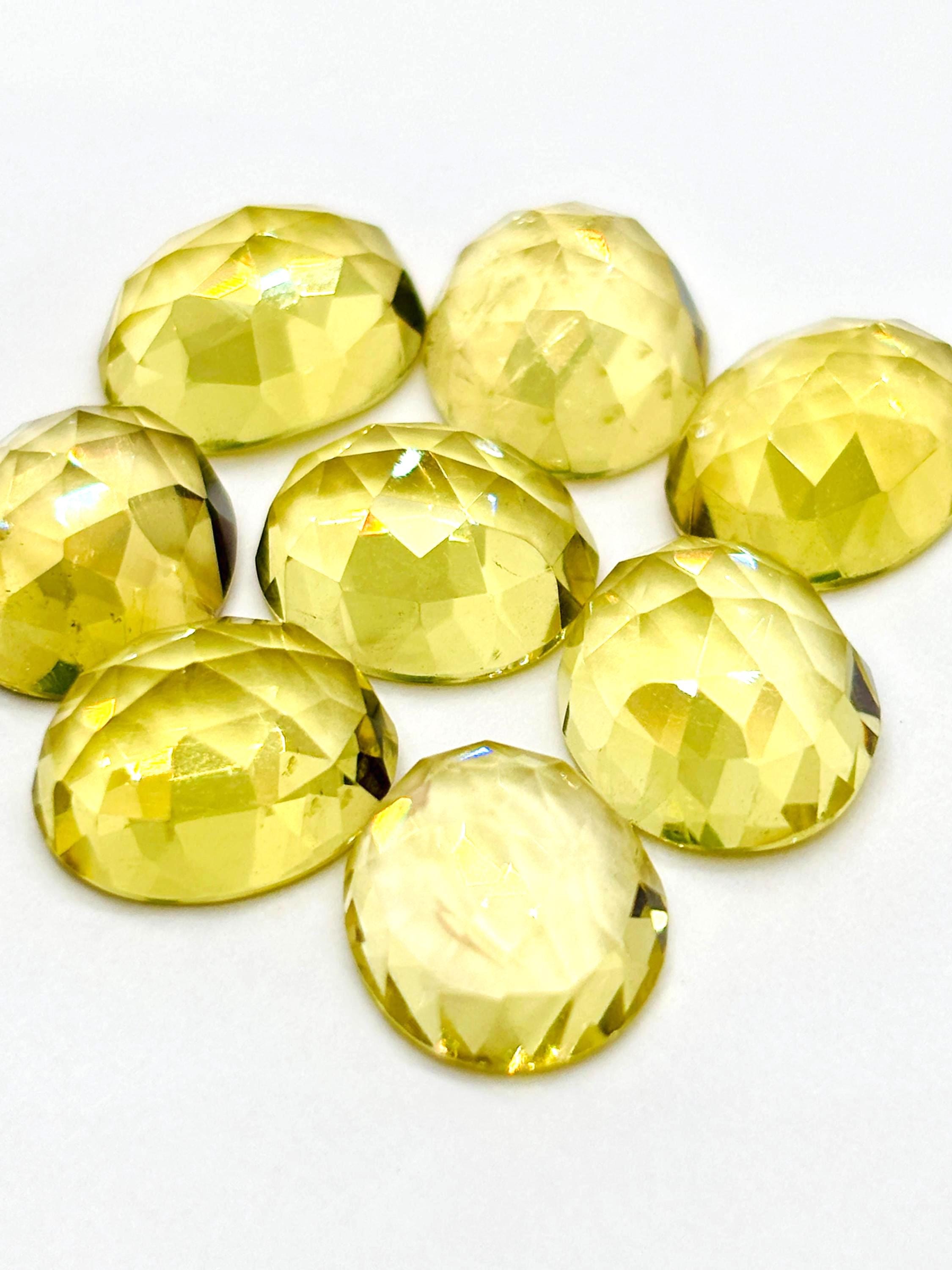 レモンクォーツ 10 x 12 MM ラウンド ローズカット - 4 個パック - AAA