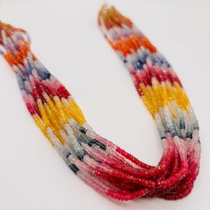 Multi Sapphire faceted Roundel Beads 3MM All Natural sapphire beads Code#A1. Top Quality precious stone beads