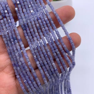 2mm Tanzanite Faceted Cube Beads - Length 40 cm - AA Quality - Natural Tanzanite Beads