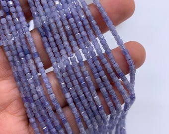 2 mm Tanzanit Fasetowane Kostki Koraliki - Długość 40 cm - Jakość AA - Naturalne Tanzanit Koraliki