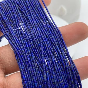 1x1 mm Lapis Cylindrical Beads - AAA Quality- 38 cm Length- Natural Lapis Beads origin Afghanistan