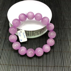Kunzite Bracelet - 16 mm Size - Code# D1 - AAAA Quality - Natural Kunzite Round Bracelet - Length 7.5 Inch