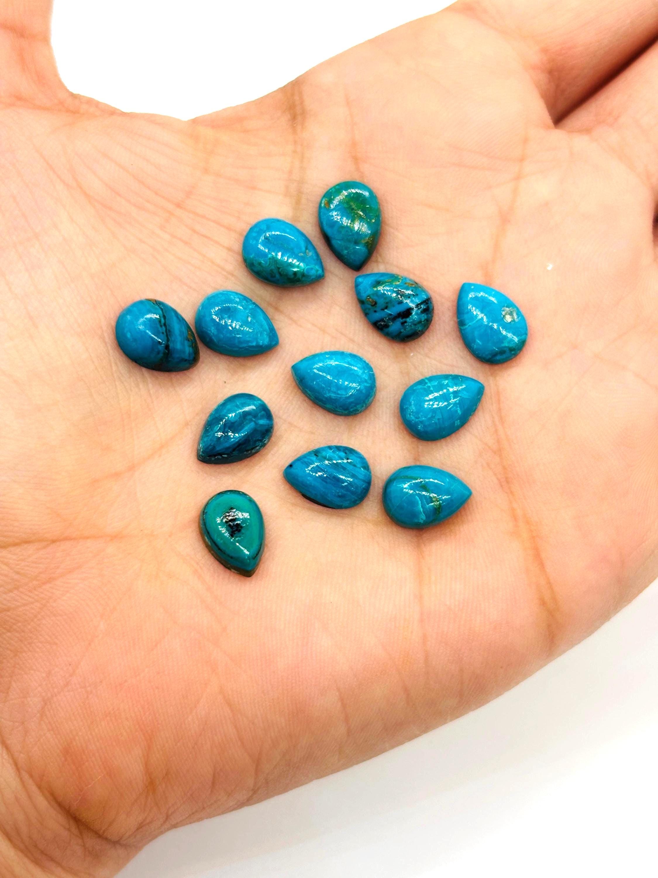 Blue Opalina Pear Cabs-size 7x10 MM - Natural Opalina Cabochons