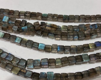 Labradorite Cube Beads , Blue Labradorite Box 5MM- length 14 inch