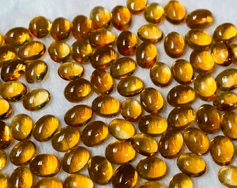 Citrine Oval Cabochon 7x9 mm size - Pack of 4 Pcs - - AAA Quality - Natural Citrine Cabs