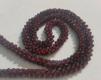 Collar de cuerda de granate hecho a mano en 26", collar de cuerda de granate rojo natural, origen: India.