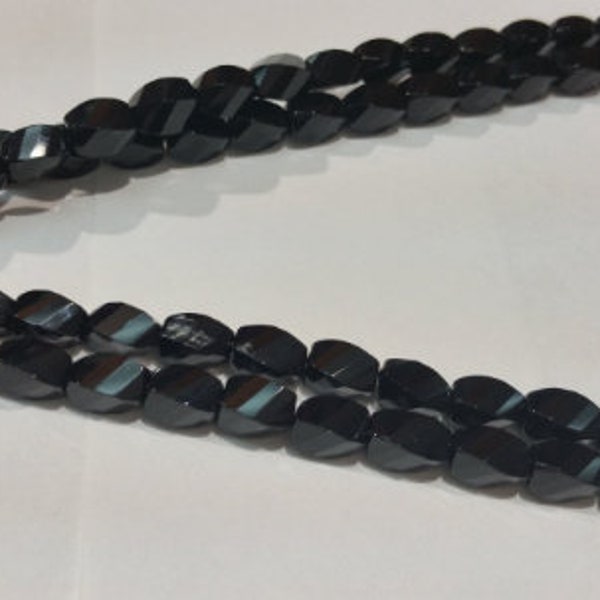 Black Onyx faceted Fancy Shape , size 5X8 M , length is 16 Inc , Natural Black Onyx shape