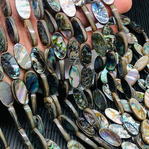Abalone Shell Oval Beads • 10x20 mm Size • 40 cm length • AAA Quality • Natural Abalone Shell • Origin Australia