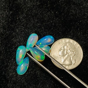 Ethiopian Opal Pear Cabochon 7x14-15 mm Size - Code # D13 - Pack of 1 Piece AAAA Quality - Opal Cabochon - Ethiopian Opal Cabochon
