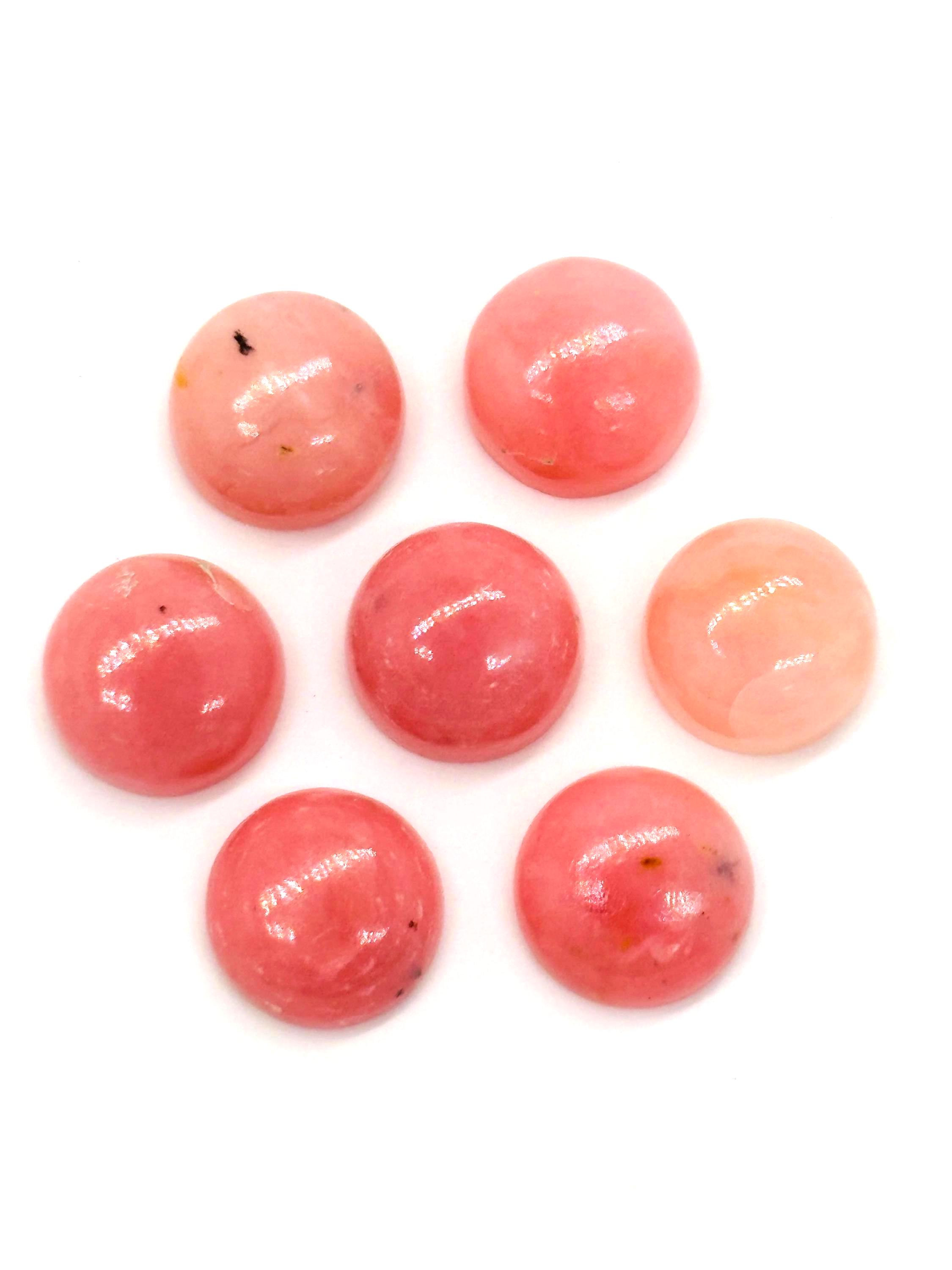 ピンクオパール 9mm ラウンドキャブ - 4個パック - AAA品質 - 天然