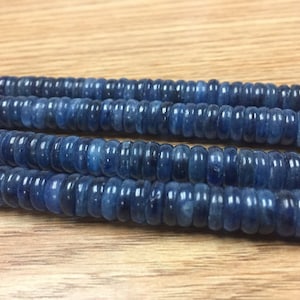8MM Blue Kyanite 1/2 Strand Roundel , Top Quality - Kyanite beads- Kyanite Rondelle AAA Quality , Dark Color , 20 cm Length