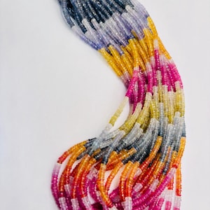 Multi Sapphire 4-4.5mm faceted Roundel Beads All Natural sapphire beads, length 18 inches Code#A7. Top Quality precious stone beads
