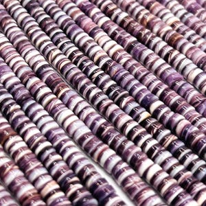 Wampum Quahog Shell Beads •4MM Size • 40 cm length (4A) • AAA Quality • Natural Wampum Shell • Purple Color • Origin East Coast USA