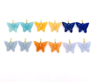 Colgante de piedra preciosa con forma de mariposa, tamaño 18 x 15 mm - Plata 925 y baño de oro - Colgante de piedra preciosa - Colgante de plata