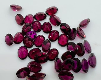 Rhodolite granate 6X8MM Oval Facetado, Pack de 2 piezas - Rhodolite Garnet Cut Cabochon - Garnet Loose Stone -AAA Quality, Purple Garnet