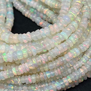 4MM Ethiopian Opal Smooth Roundel Beads  16 Inch Strand, AAA Quality opal beads. code #3, Natural Ethiopian Opal beads.