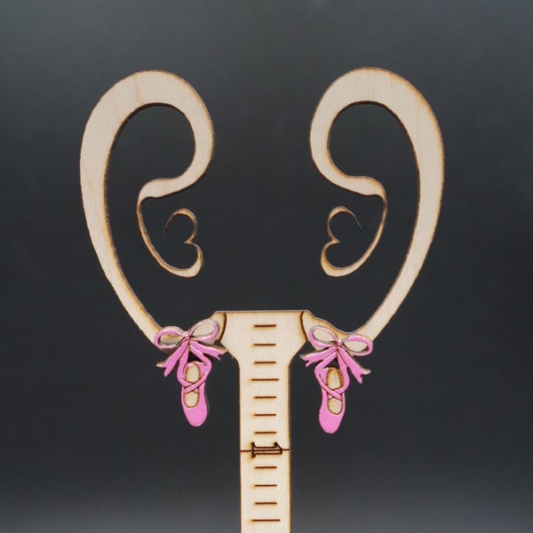 Pink Ballet Slipper  Laser Cut, Hand Painted, Recycled Maple, Light Weight, Wooden  Earring