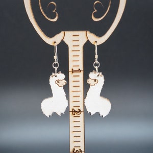 Llama, Laser Cut, Hand Painted, Recycled Maple, Light Weight, Wooden  Earring