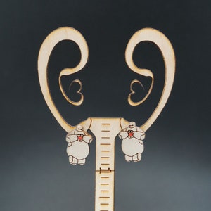 Beymax Post, Laser Cut, Hand Painted, Recycled Maple, Light Weight, Wooden  Earring