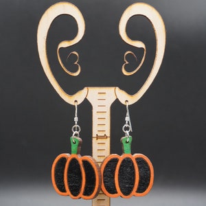 Pumpkin, Laser Cut, Hand Painted, Recycled Maple, Light Weight Wooden  Earring
