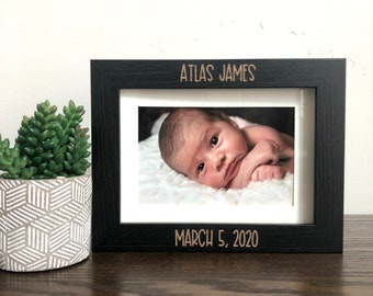 Name and Birthdate Picture Frame, Personalized Name Picture Frame, Engraved Picture Frame, New Baby Gift, Keepsake, Baby Shower Gift