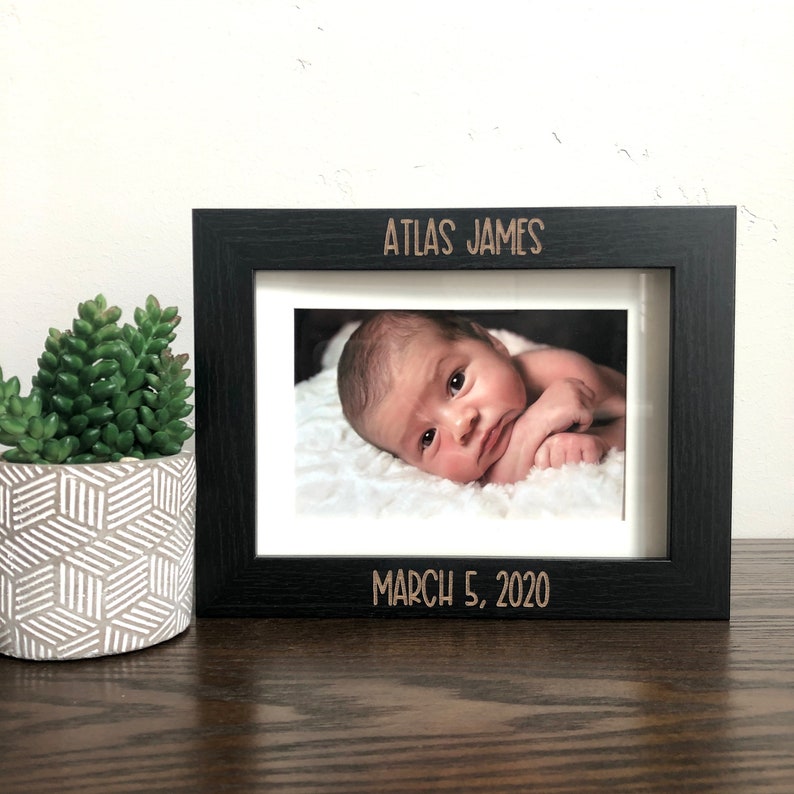 Name and Birthdate Picture Frame Personalized Name Picture Etsy