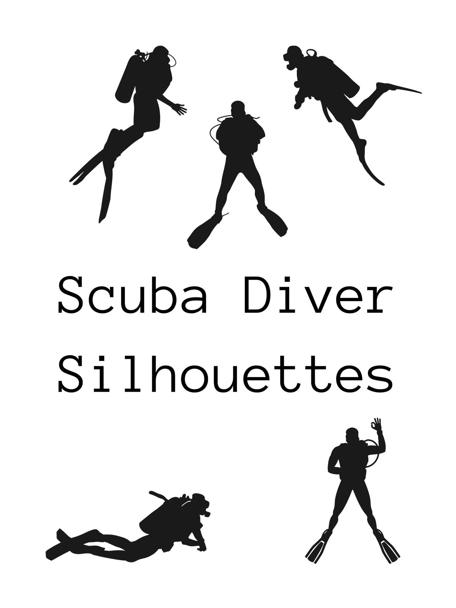 Scuba Diver Silhouette Clip Art Set PNG Files Etsy Canada