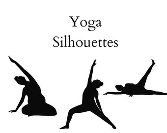 Yoga Silhouette Clip Art Set, PNG Files