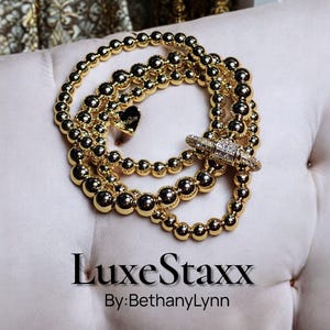 Stacked Gold Beaded Bracelet, Stacking Bracelets, Beaded Bracelets for Everyday Wear, Lace Project Inspired, Arm Stacks, Stacked Bracelets