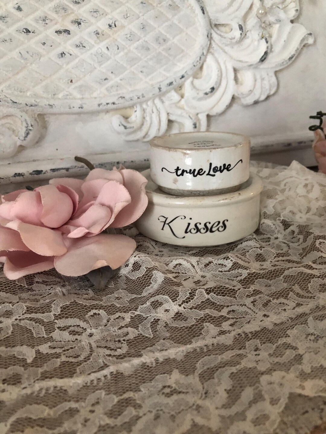 Set of Antique English Ironstone Mini Risers With Decal Tranfers/true ...