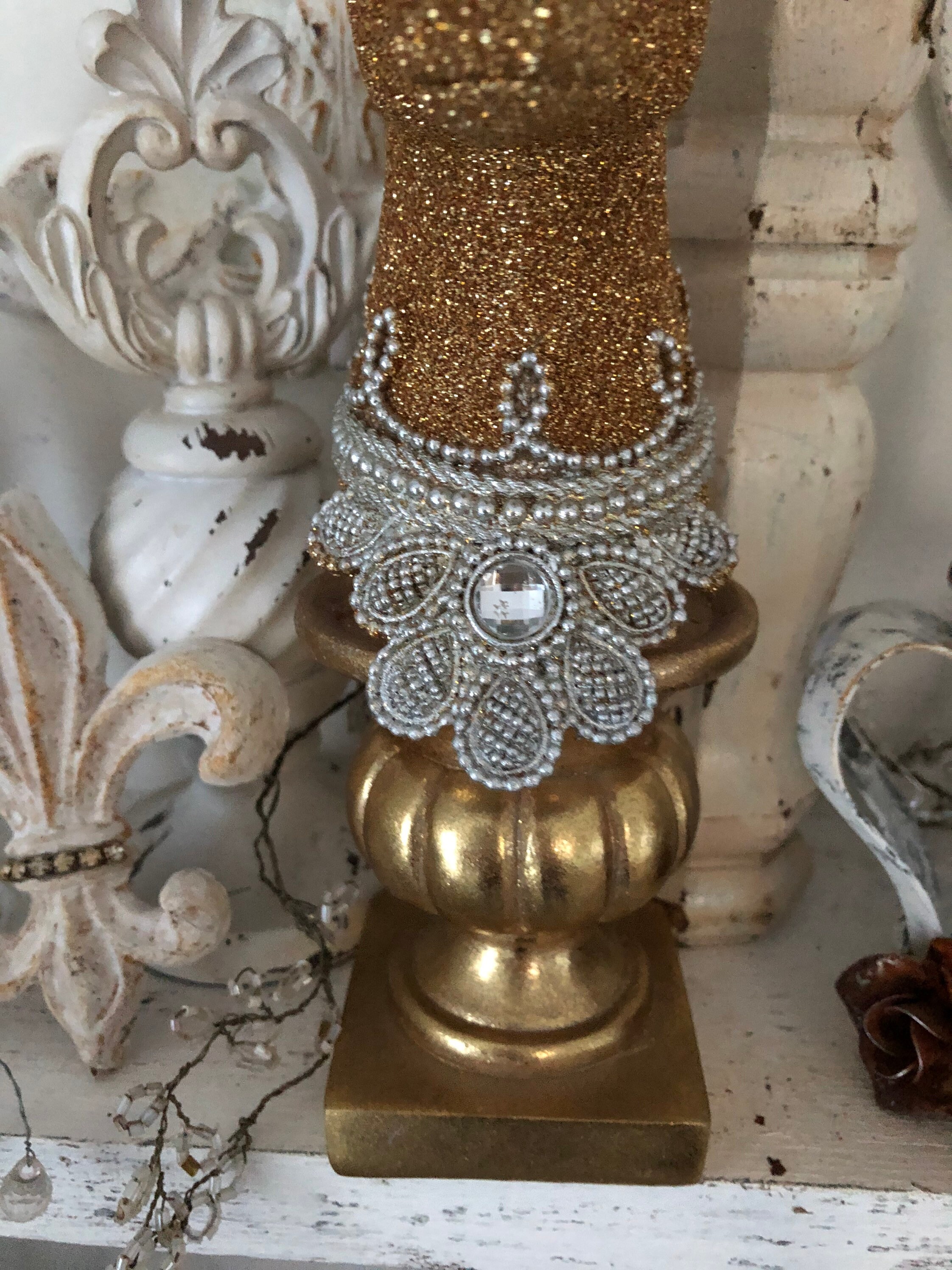 Gold glitter deer statue/mantel decor/tabletop decor/whimsical Etsy