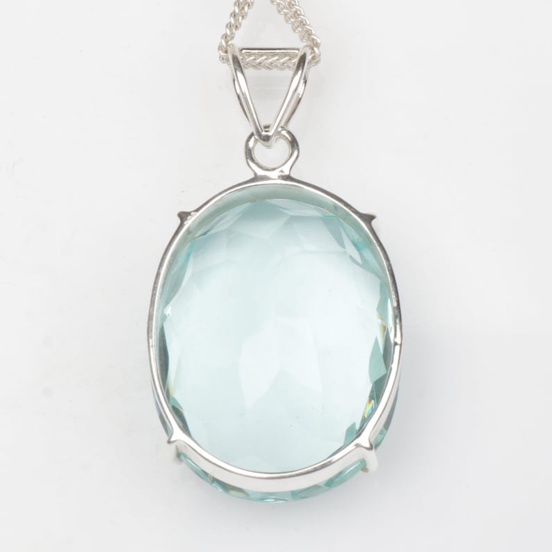 12.70 Gram Oval Cut Blue Aquamarine Loose Gemstone Handcrafted in 925 Sterling Silver November Birthstone