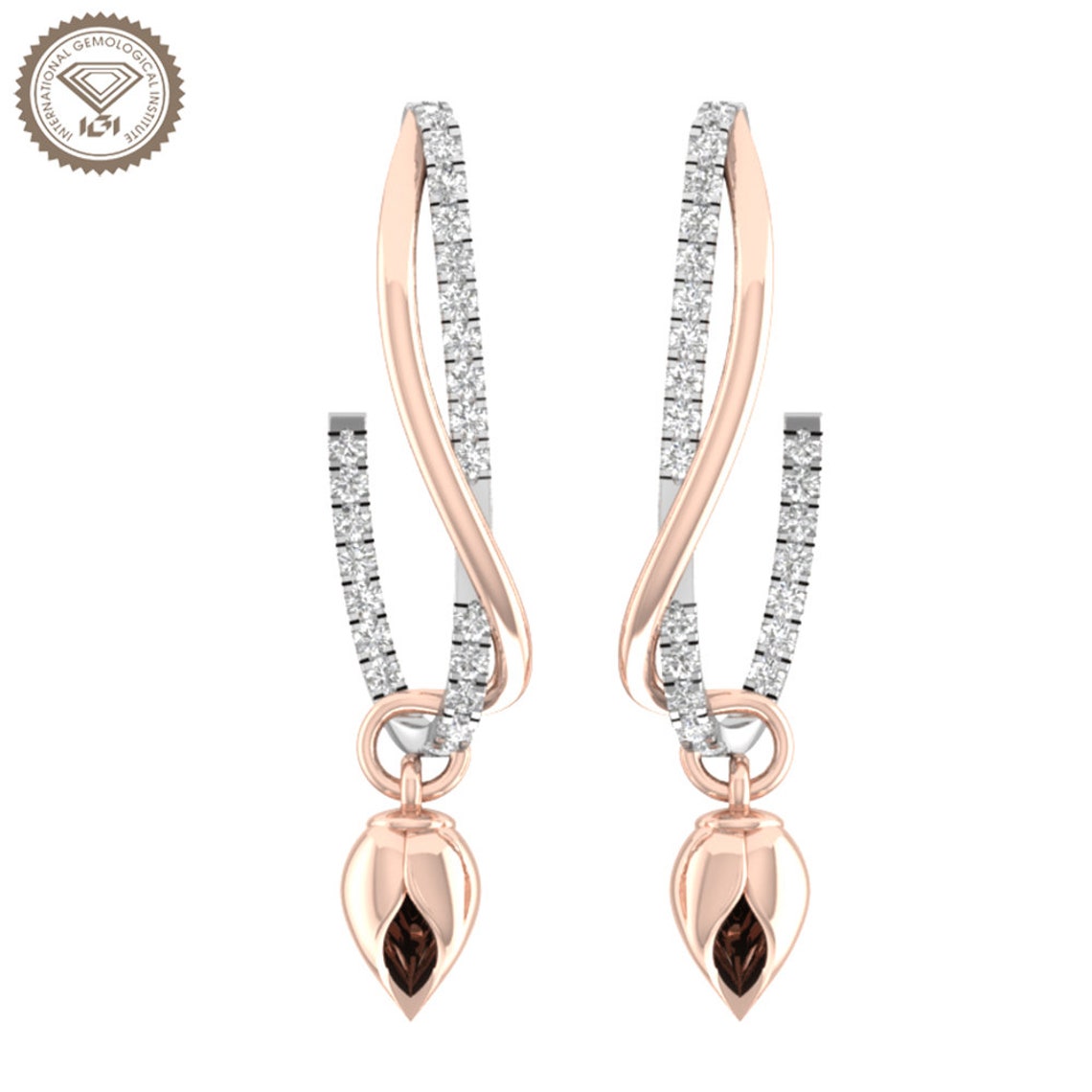 18k Rose Gold Beautiful Design Earrings Pair Push Back Etsy UK