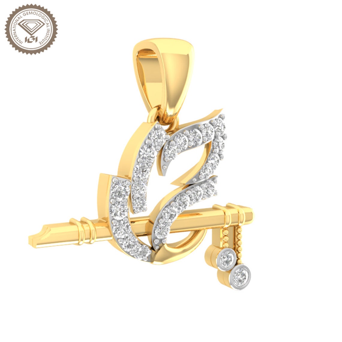Lord Krishna 18k Gold Plated Pendant Real Diamonds Lord Etsy