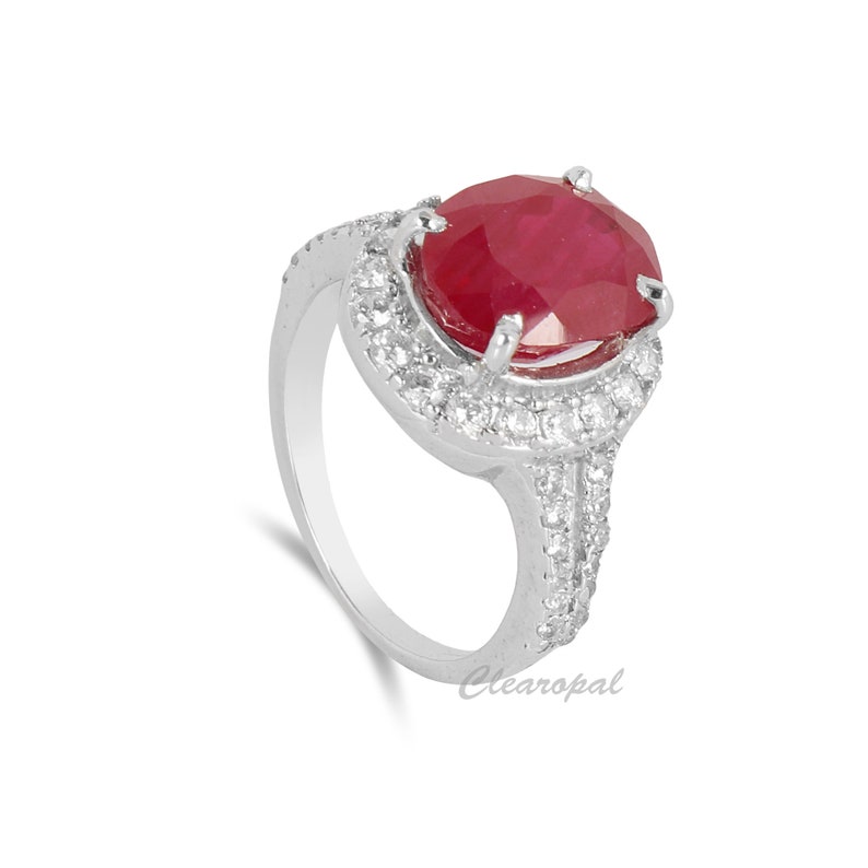 Faceted Oval Cut Red Ruby Ring 4.5 Gram Natural Red Ruby Loose Gemstone Ring 925 Sterling Silver