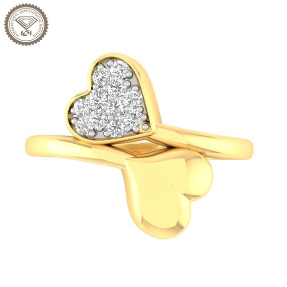 Natural Diamonds Double Heart Ring 