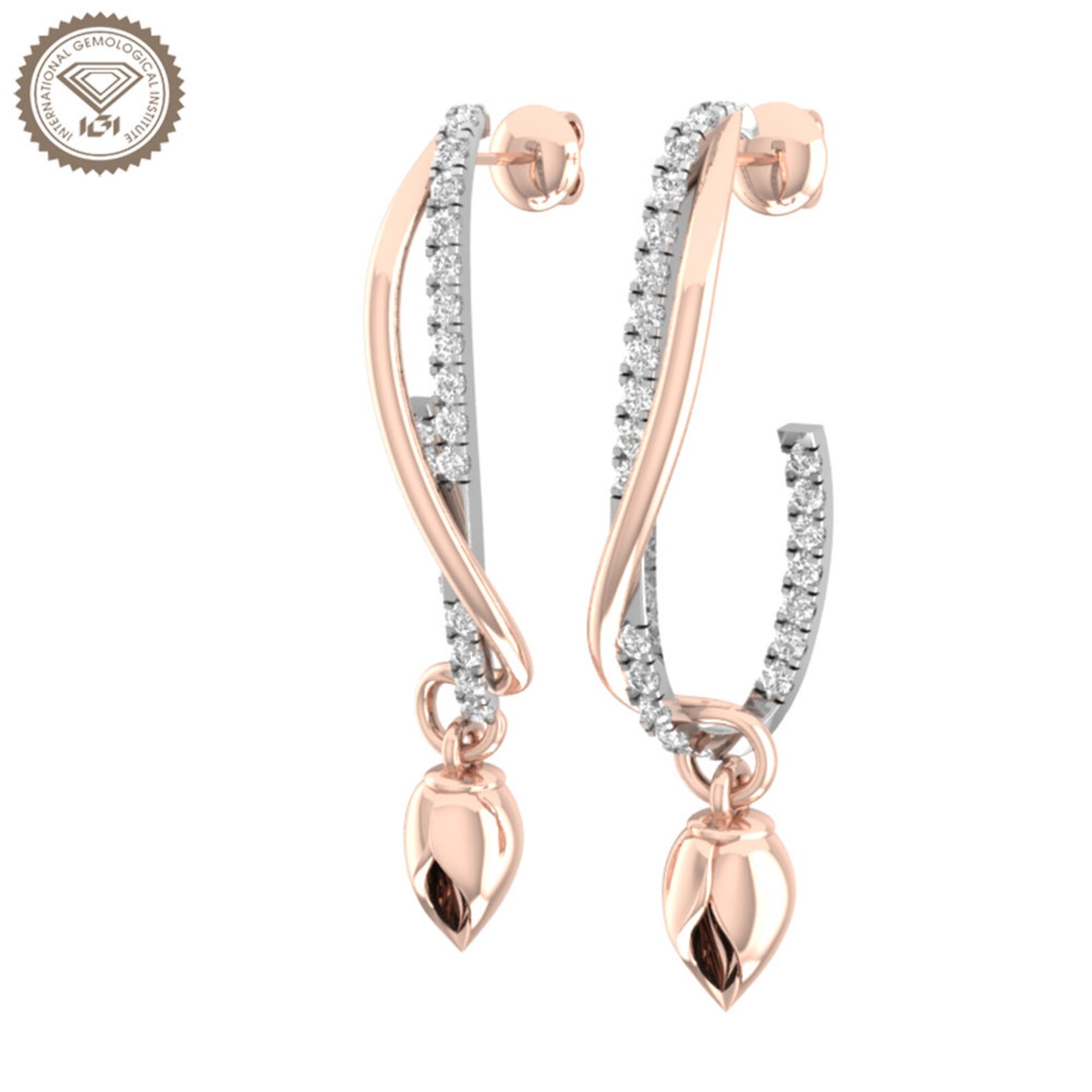 18k Rose Gold Beautiful Design Earrings Pair Push Back Etsy UK
