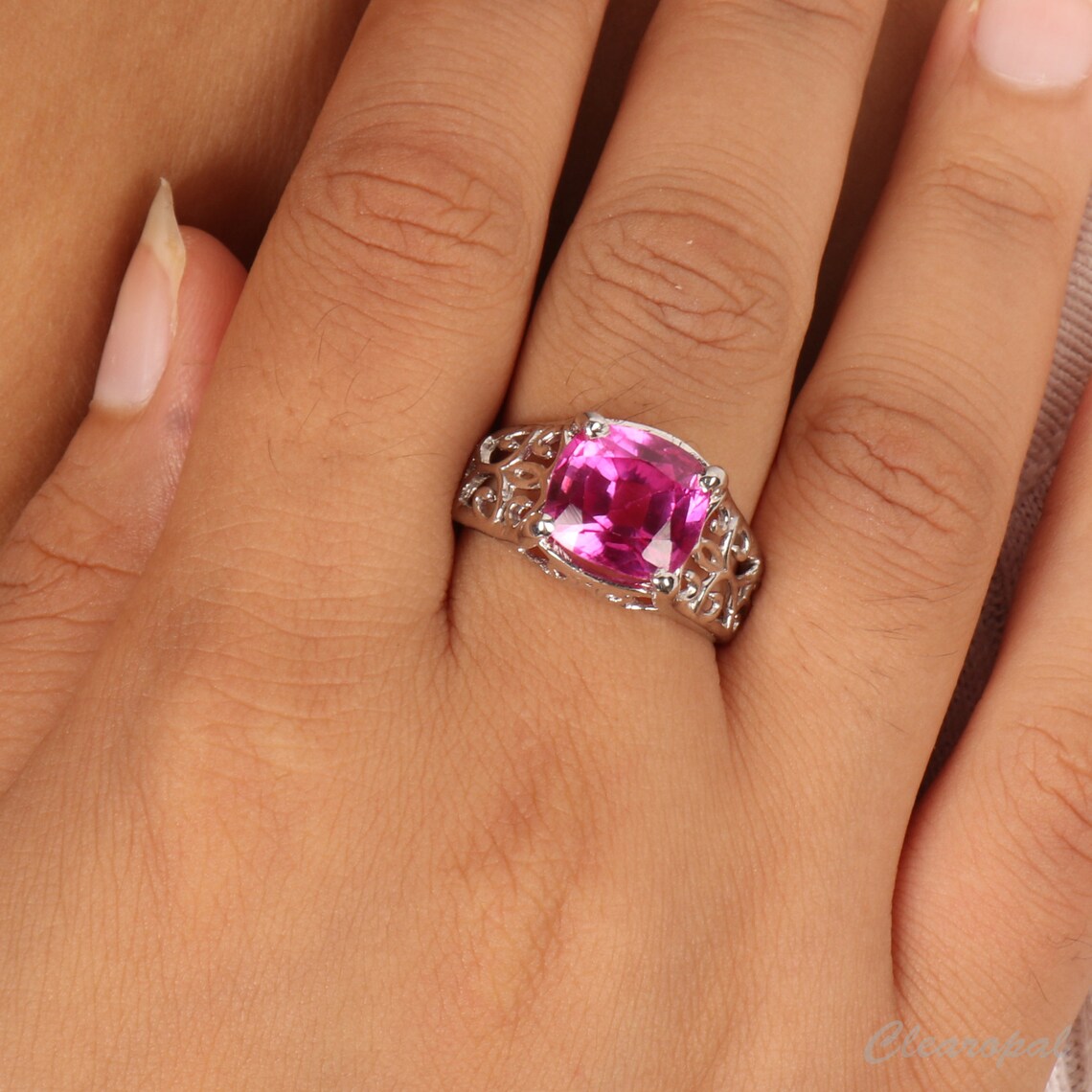 5.50ctw Cushion Cut Pink Kunzite Loose Gemstone Ring 925 Etsy