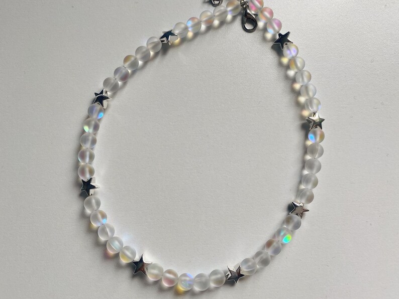 Moonstone Beads Iridescent Beads Dainty Jewelry Necklace Moonstone Necklace Iridescent star choker