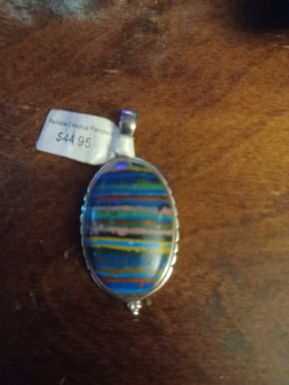 Rainbow calsilica pendant