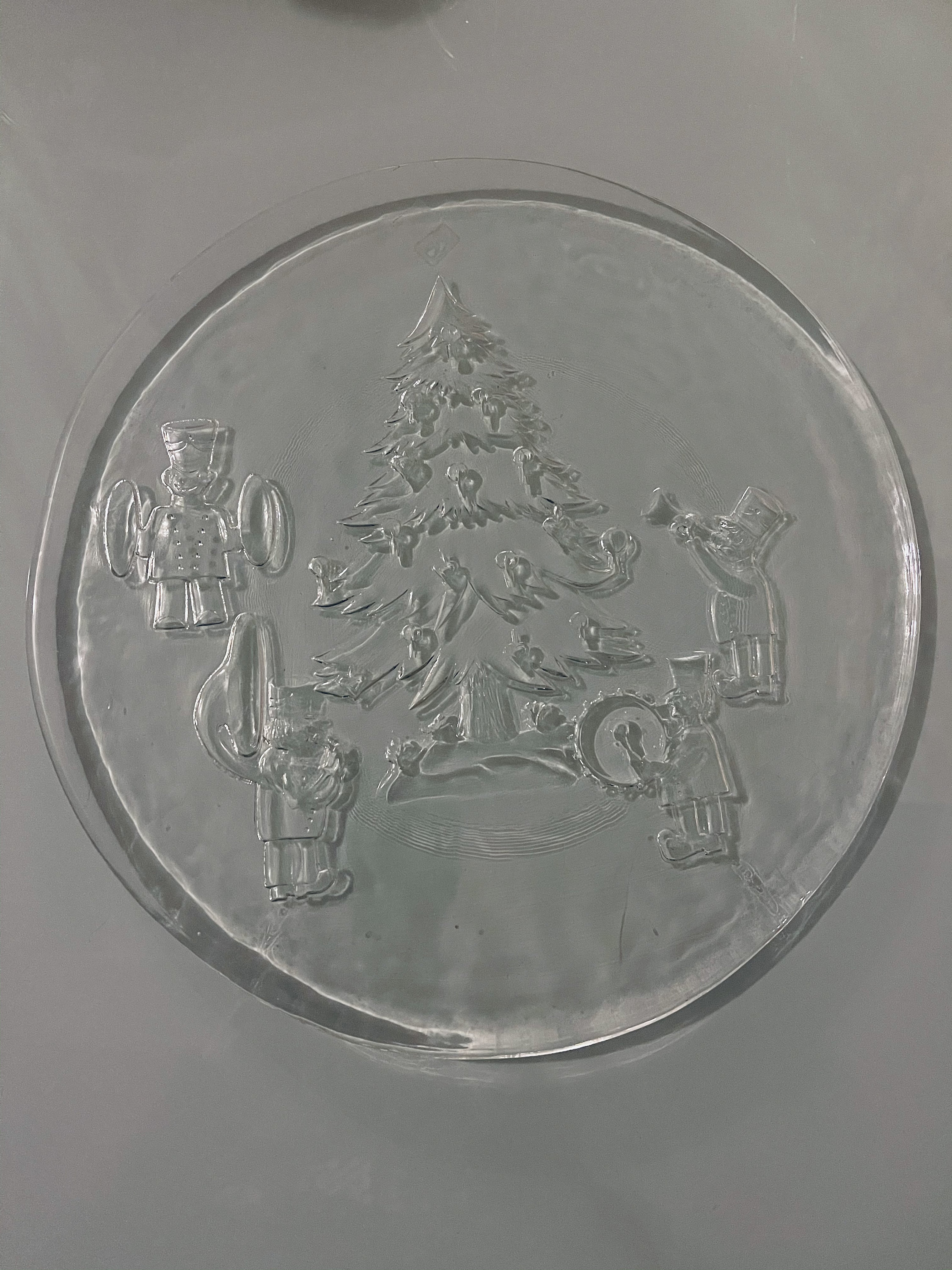 Clear Glass Christmas Embossed Cookie Plate Etsy