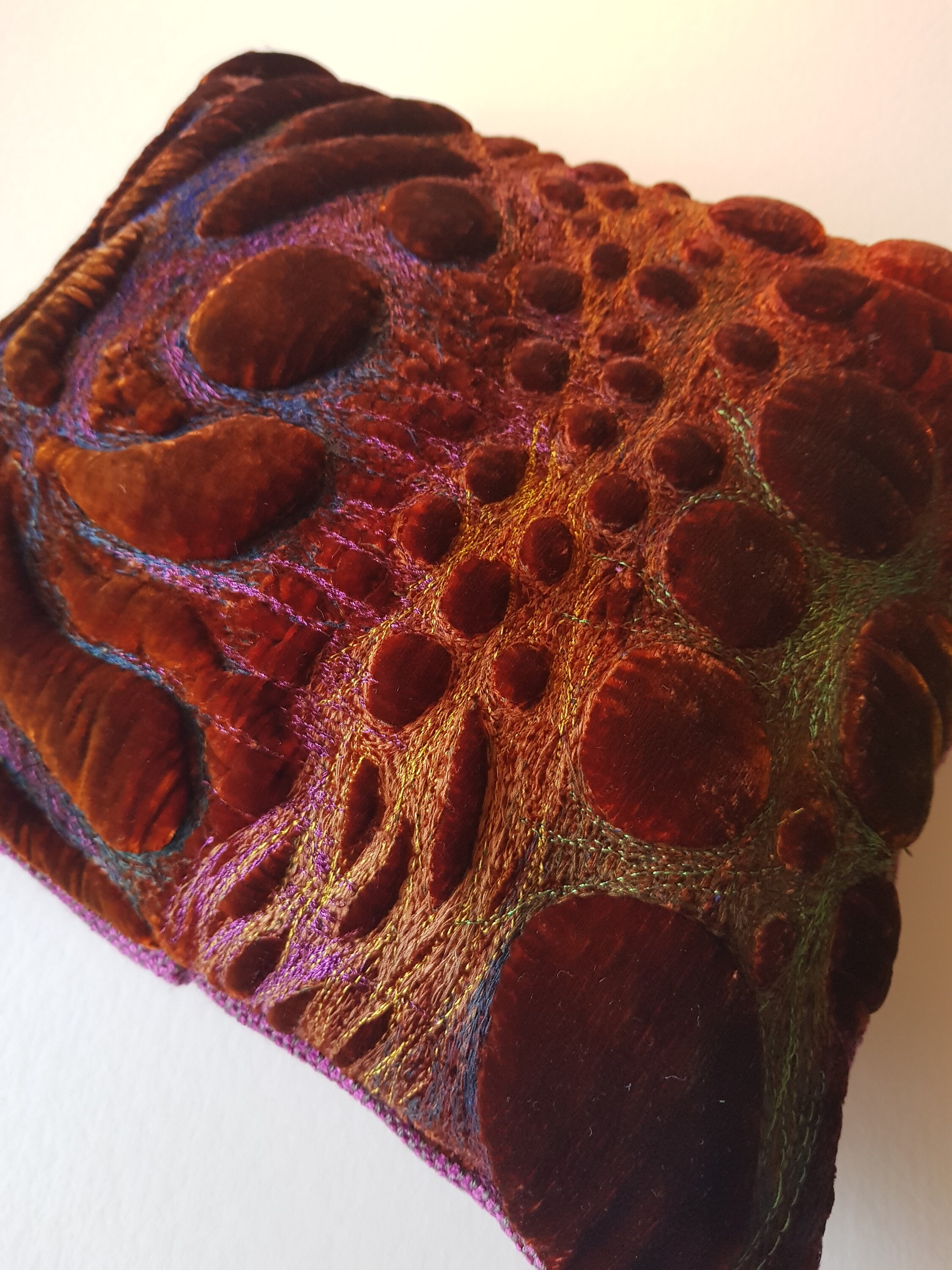 Tactile autumn colours cushion for a settee or bed focal point