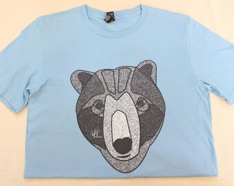 Unisex Bär Grafik Hellblau Kurzarm T-Shirt