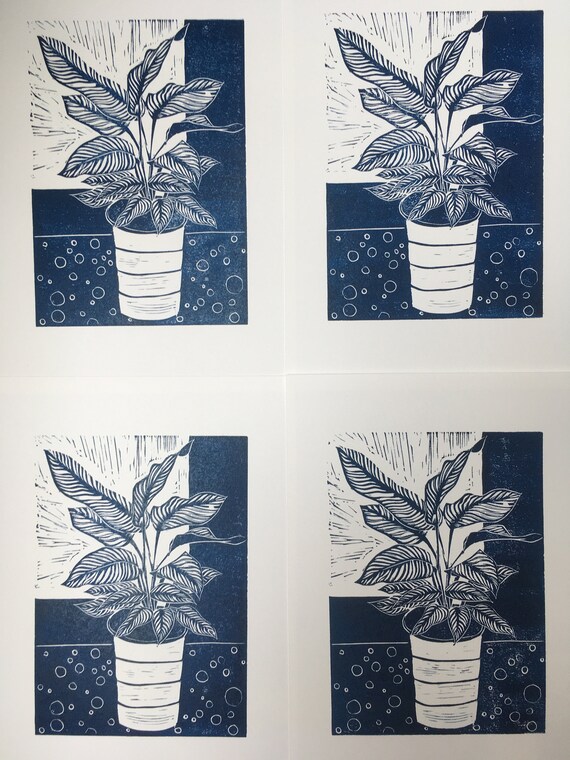 Buy Calathea Lino Print in Blue Online in India - Etsy