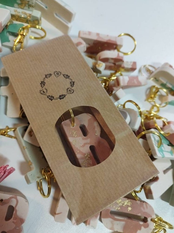 Letter keychain with gold