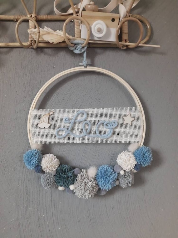 Hoop with name and pompoms