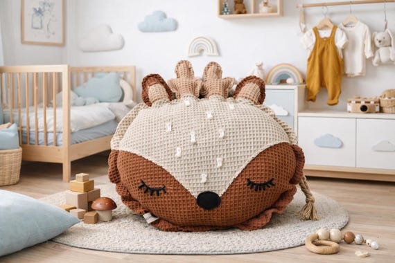 Cuddly deer cushion, decorative cushion