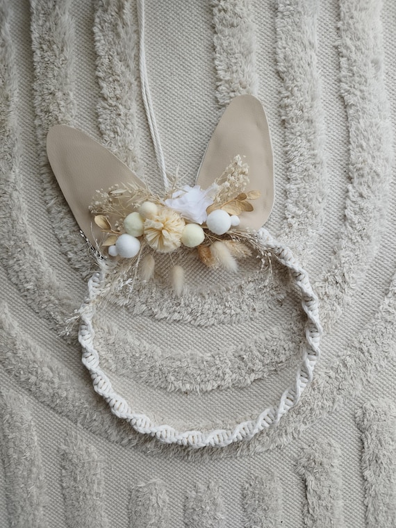 Macrame Easter wreath with dried flowers